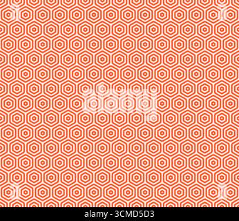 Mosaic hexagon shapes background. Orange color on matching background. Bold rounded stacked hexagon cells. Hexagon cells. Seamless design. Stock Vector