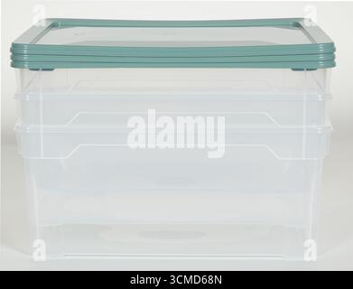 Clear plastic box with lid isolated nature background with clipping path Stock Photo