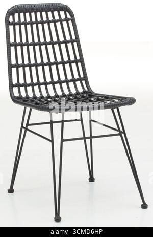 Side view of a plastic-covered steel frame chair isolated nature background with clipping path Stock Photo