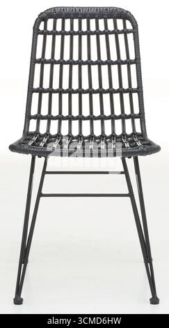 Plastic covered steel frame chair, front view isolated nature background with clipping path Stock Photo