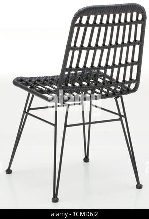 Plastic covered steel frame chair, back view isolated nature background with clipping path Stock Photo