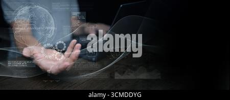 Futuristic business technology with AI, big data, and advanced data visualization. Perfect for digital transformation, fintech strategy, cloud computi Stock Photo