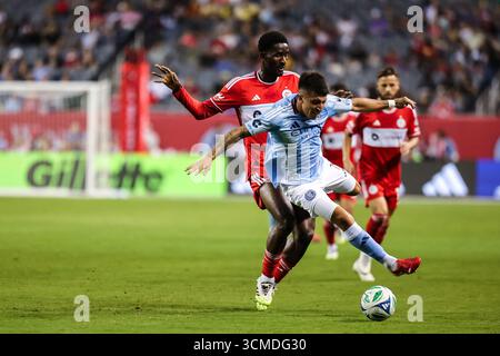 Chicago, IL, USA, September 13, 2025. Major League Soccer (MLS) Chicago Fire FC vs. New York City FC at Soldier Field. Stock Photo
