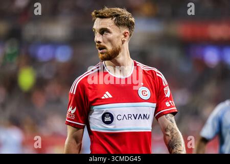 Chicago, IL, USA, September 13, 2025. Major League Soccer (MLS) Chicago Fire FC vs. New York City FC at Soldier Field. Stock Photo