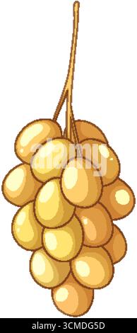 Vector illustration of yellow date palm fruit cluster with smooth shading and clean outlines Stock Vector