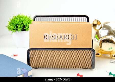 Concept word RESEARCH. Data mining, artificial intelligence, machine learning, business analytics concept Stock Photo