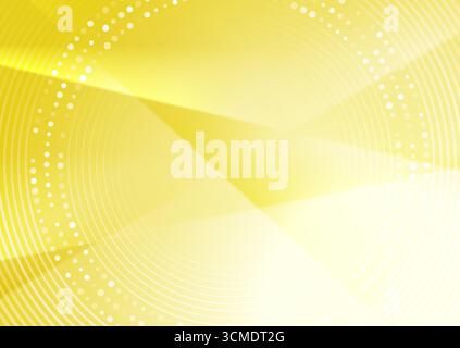 Bright yellow hi-tech geometric abstract background with radial dotted lines. Vector futuristic smooth low poly design Stock Vector