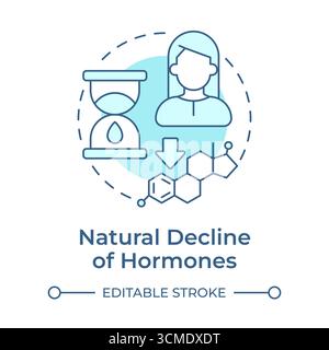 Natural decline of hormones soft blue concept icon Stock Vector