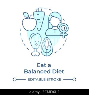 Eat balanced diet soft blue concept icon Stock Vector