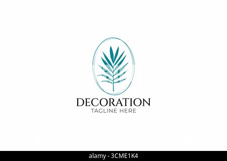 Palm Leaf Logo Decoration Minimalist Brand Identity Concept Stock Vector
