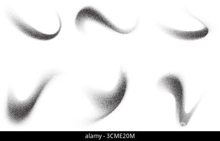 Dotted gradient with pattern of grainy noise isolated on white background. Abstract vector stipple shapes of paint brushstrokes. Dusty fluid splashes Stock Vector
