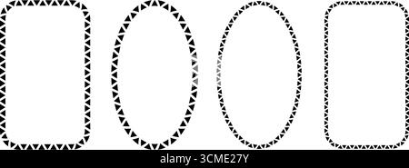 African pattern circle and rectangle frame. Mexican ethnic motif border. Triangular islamic ornament emblem. African ethnic culture ornament Vector Stock Vector
