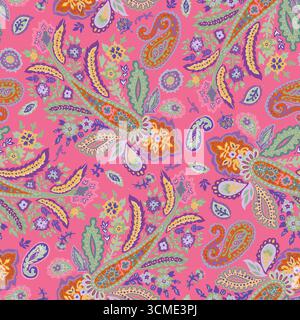 Pink Background Ornamental Paisley Pattern Stock Vector