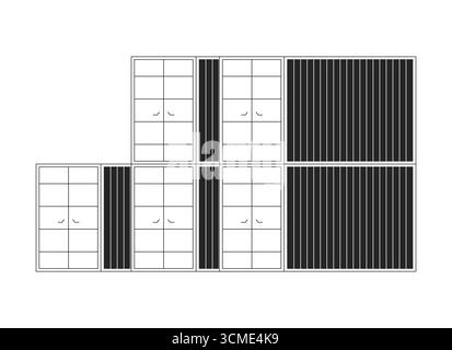 Stacked shipping cargo containers 2D line object Stock Vector