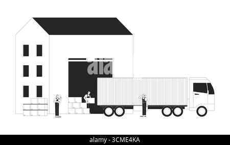 Warehouse outline illustration Stock Vector
