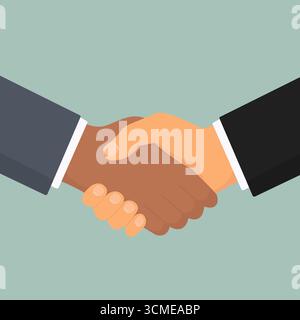 Diverse business handshake. Vector illustration of a diverse business handshake symbolizing trust, agreement and partnership Stock Vector