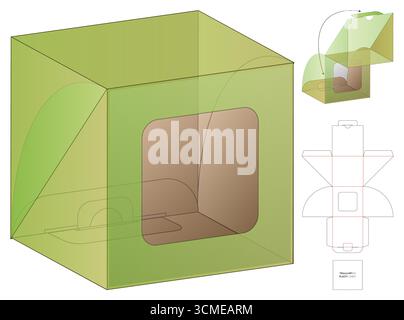 Printable Dieline Packaging Template with Transparent Window Box and Foldable Layout Stock Vector