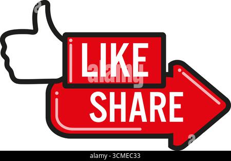 combined like and share icon for social networks and content creators. Modern and casual style Stock Vector