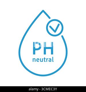 Ph icon, line simple set. Neutral balance skin, thin line web symbol. Drop with PH symbol. certified, tested products for skin, hair and food. Healthcare cosmetic natural . Vector illustration Stock Vector