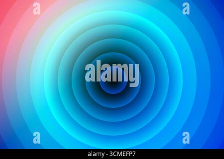Abstract design featuring concentric circles with smooth gradient shades of blue, cyan and pink, vector illustration Stock Vector