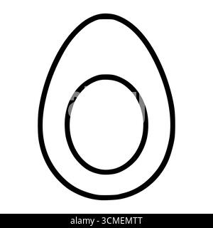 A minimalist vector illustration of a halved egg, featuring bold black outlines against a white background, showcasing a simple yet striking design id Stock Vector