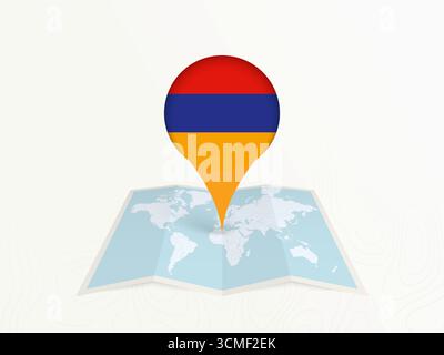 Travel to Armenia concept, map with pin on map of Armenia. Vacation ...