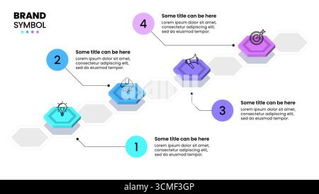 Infographic template with icons and 4 options or steps. Hexagons. Can be used for workflow layout, diagram, banner, webdesign. Vector illustration Stock Vector