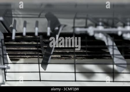 close-up of dirty air conditioner full dust and mold Stock Photo