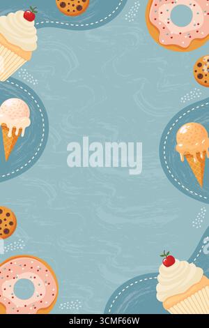 Sweet Dessert Background with Copy Space Vector. Stock Vector