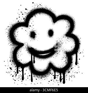Cute kawaii with cute cloud in graffiti style. Stock Vector
