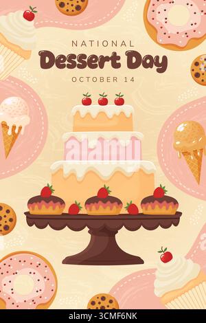 National Dessert Day Poster Vector Illustration. Stock Vector