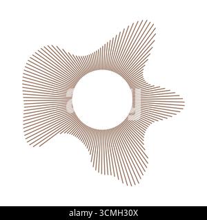 Sound circle, ring lines mockup. Circular wave. Equalizer logo, radial spectrum. Voice symbol. Wavy radial frame pattern. Radial rays. Depicting audio Stock Vector