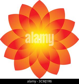 Abstract red flower isolated on white background with pink floral petals and macro design elements Stock Vector