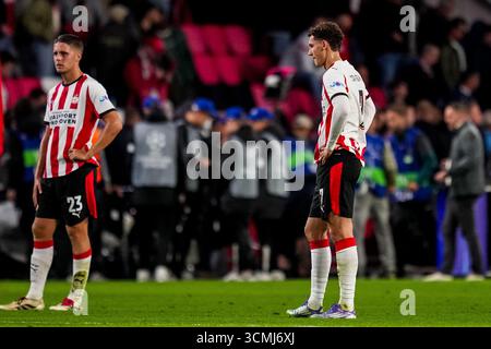 EINDHOVEN, NETHERLANDS - SEPTEMBER 16: Joey Veerman of PSV and Ruben van Bommel of PSV ld2. after the UEFA Champions League 2025/26 League Phase MD1 match between PSV Eindhoven and R. Union Saint-Gilloise at PSV Stadion on September 16, 2025 in Eindhoven, Netherlands. (Photo by Rene Nijhuis) Credit: René Nijhuis/Ģ����ý Live News Stock Photo