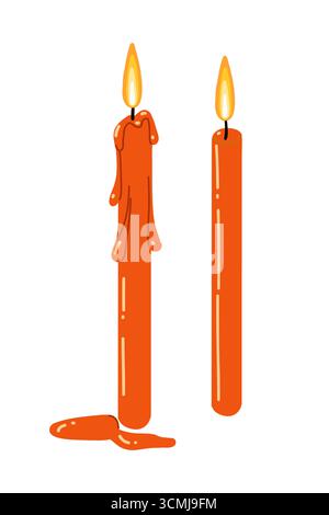 Isolated Candles With Burning Fire On White Stock Vector