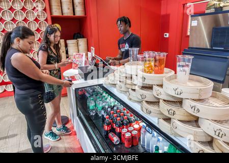Aventura Mall Miami Florida,inside interior,food court,casual dining eating out,Yip Asian street food counter,dim sum restaurant,takeout counter,Asian Stock Photo