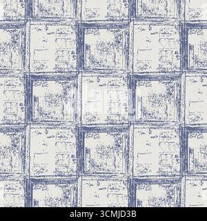 Seamless grunge style square tile pattern with distressed vintage texture. Wooden window on brick wall. Vector illustration Stock Vector