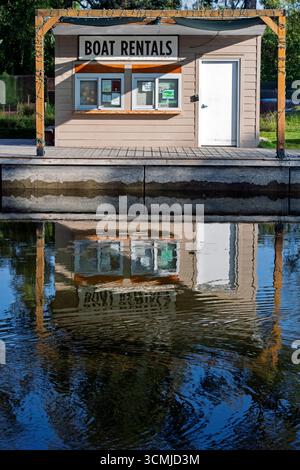 Canoe and boat rental house at Bowness Park. Calgary Alberta Canada Stock Photo