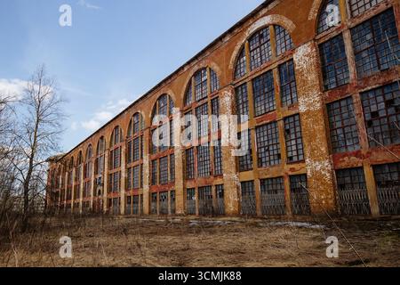 Large old red brick industrial building Stock Photo