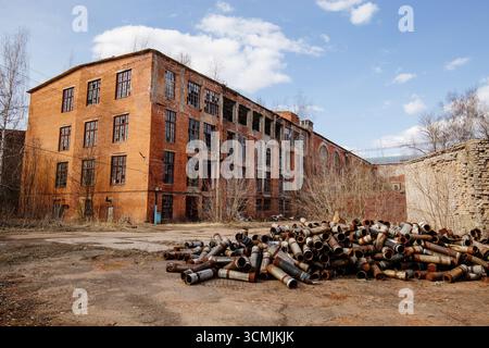 Large old red brick industrial building Stock Photo