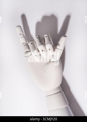 The robot's hand is on a white background Stock Photo