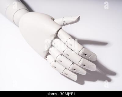 The robot's hand is on a white background Stock Photo
