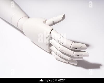 The robot's hand is on a white background Stock Photo