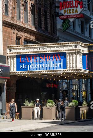 The late show with Stephen Colbert is currently at the add Sullivan theater on Broadway, September 2025, New York City, USA Stock Photo