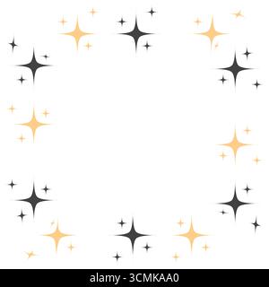 Frames with Vector Sparkle Stars Flat And Outline Set Stock Vector