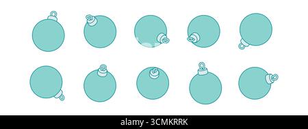 Isometric 3D style Christmas bauble icons set in multiple rotation views. Flat vector illustration for holiday decoration, New Year celebration and Stock Vector
