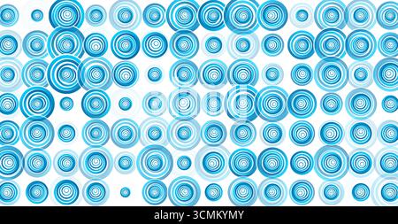 Blue circles rings on white background, geometric abstract design. Vector illustration Stock Vector