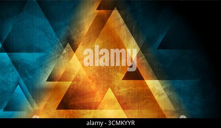Bright golden and blue low poly grunge glossy geometric background. Abstract retro vector design Stock Vector