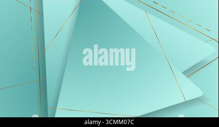 Blue and golden abstract geometric background with triangles. Vector retro corporate design Stock Vector