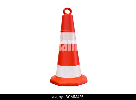 Traffic cone isolated over white background. Road warning cone isolated on white Stock Photo